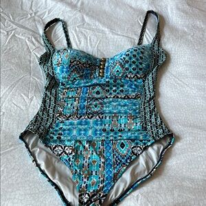 La Blanca Blue Patterned One Piece Swimsuit